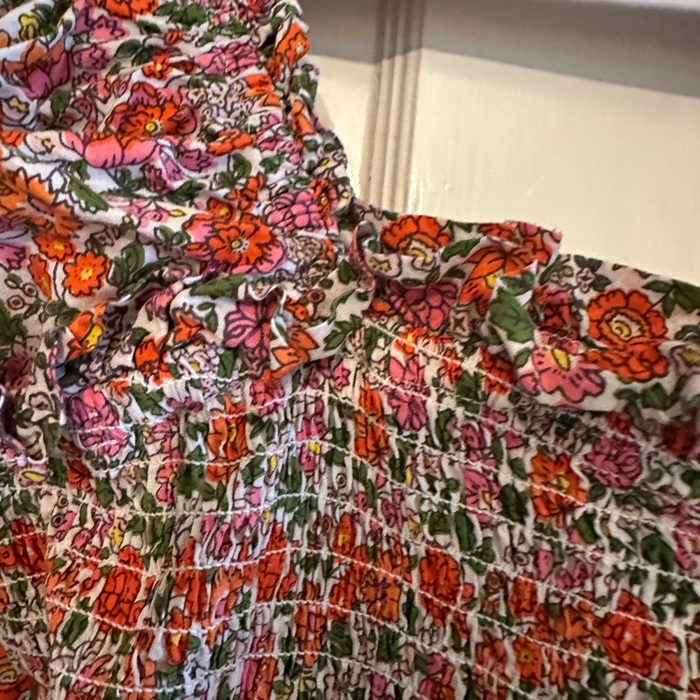 Floral Maxi Dress with Smocked Bodice - Pink Floral - Picture 2 of 5